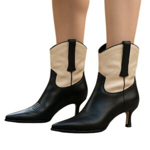 Circus NY by Sam Edelman Yolanda NWOT 2 Tone Black Cream Short Western Boot 8.5